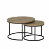 Bijzettafel SL2303  Ø76xH45,5cm/Ø56xH38,5cm - decor & metaal - tropix set van 2