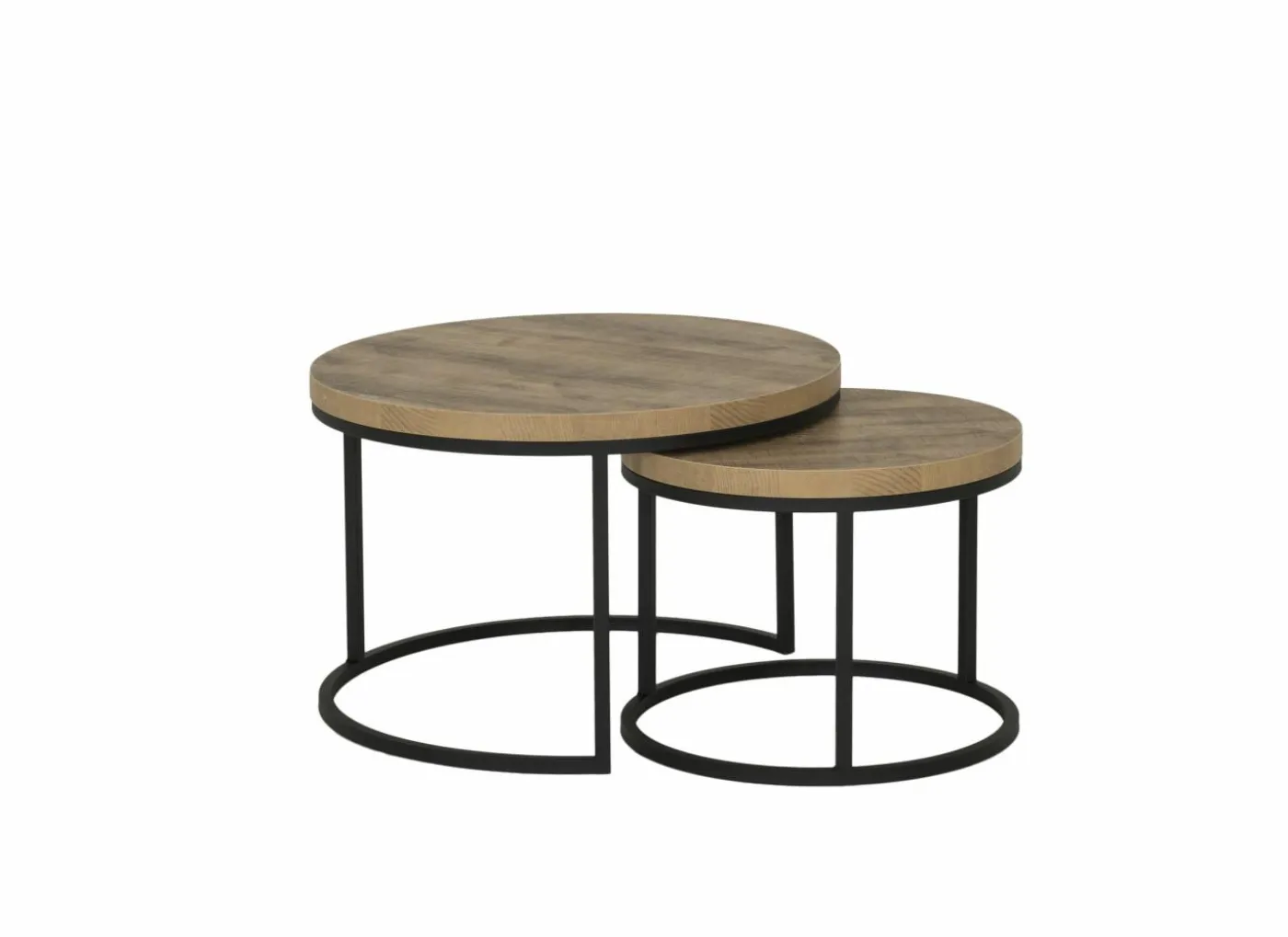 Bijzettafel SL2303 Ø76xH45,5cm/Ø56xH38,5cm - decor & metaal - tropix set van 2