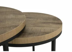 Bijzettafel SL2303 Ø76xH45,5cm/Ø56xH38,5cm - decor & metaal - tropix set van 2