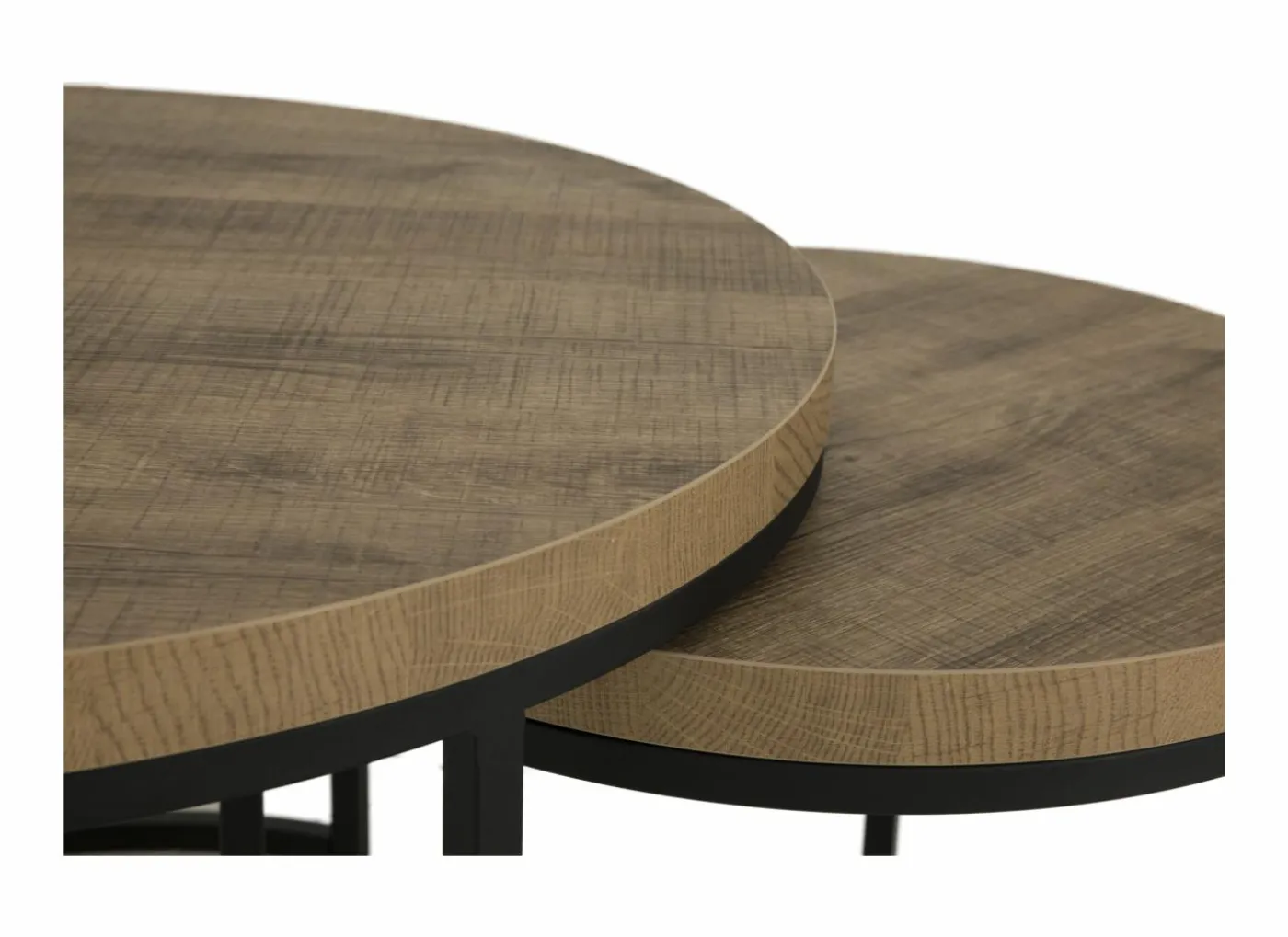 Bijzettafel SL2303 Ø76xH45,5cm/Ø56xH38,5cm - decor & metaal - tropix set van 2