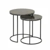Bijzettafel Trail Ø48cm - marmer - bruin - set van 2