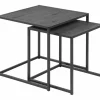 Bijzettafel 50x50cm - decor - ash grey & zwart - set van 2