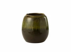 Bloempot H36cm - keramiek - olijfgroen