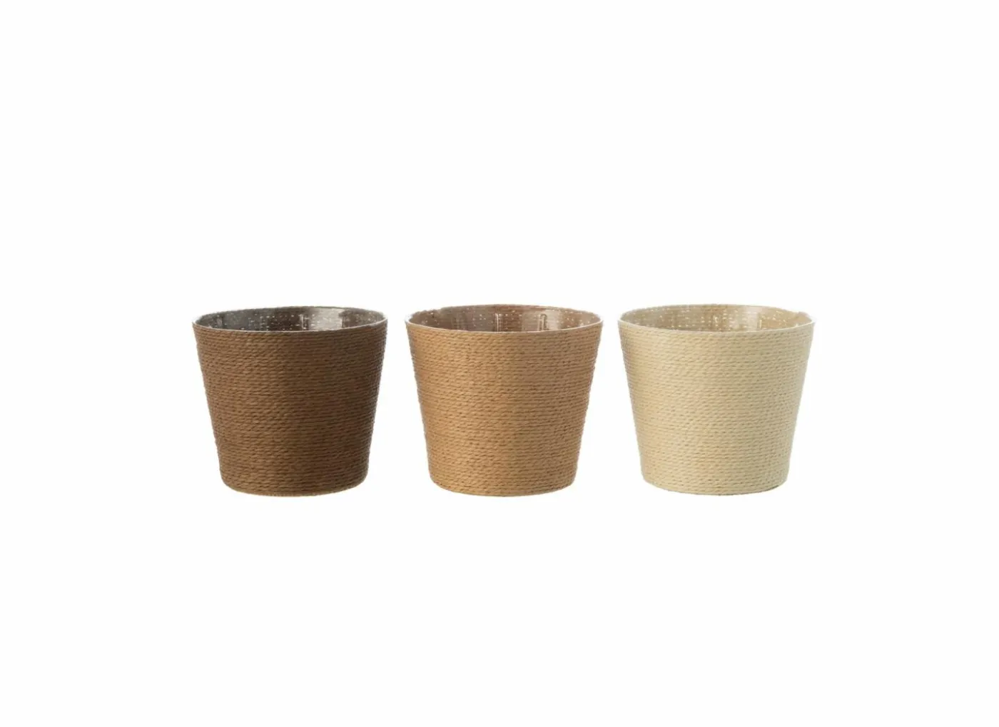 Bloempot H13cm - kunststof & papier - bruin/beige/créme