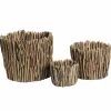 Bloempot Lagoon Ø32xH30cm - teak - naturel