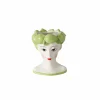 Bloempot Limoen H16cm - keramiek - wit/groen