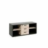 Boekenkast Capo 2 144x48x61cm - melamine - kastanje & zwart