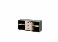 Boekenkast Capo 2 144x48x61cm - melamine - kastanje & zwart