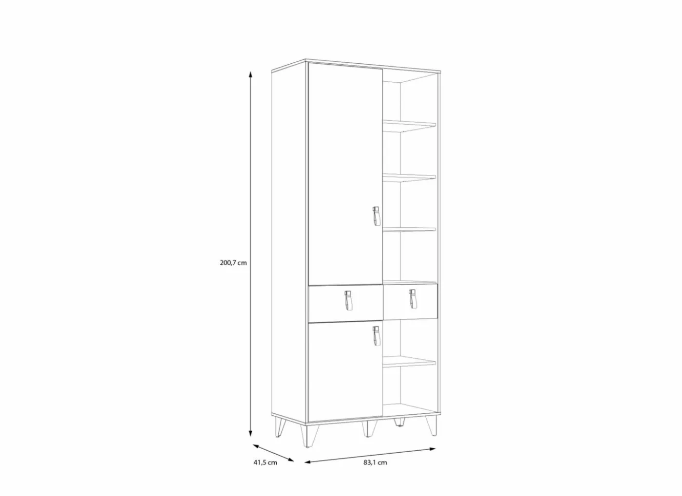 Boekenkast Lya 83x42x201cm - decor - cabezone oak & mauvella oak