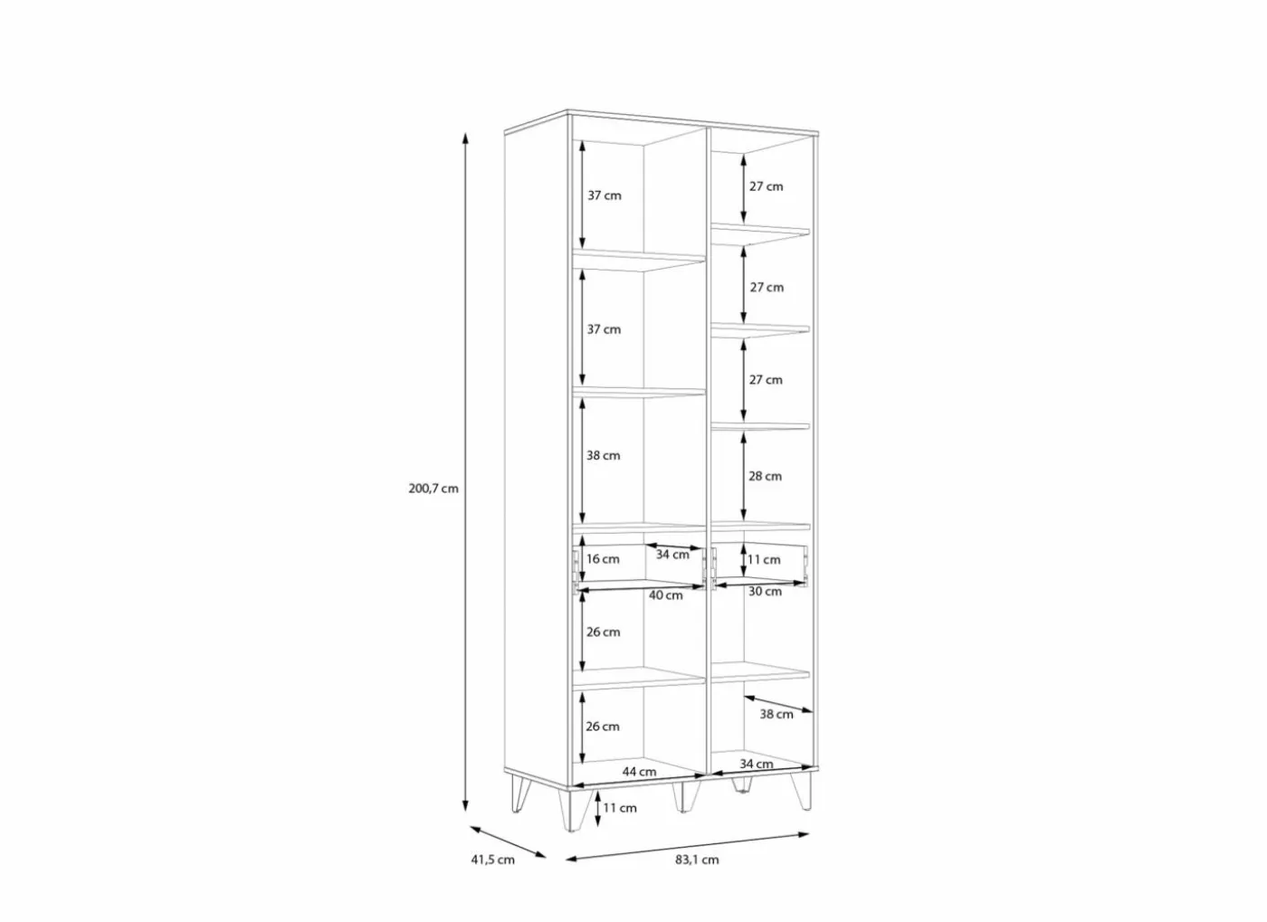 Boekenkast Lya 83x42x201cm - decor - cabezone oak & mauvella oak