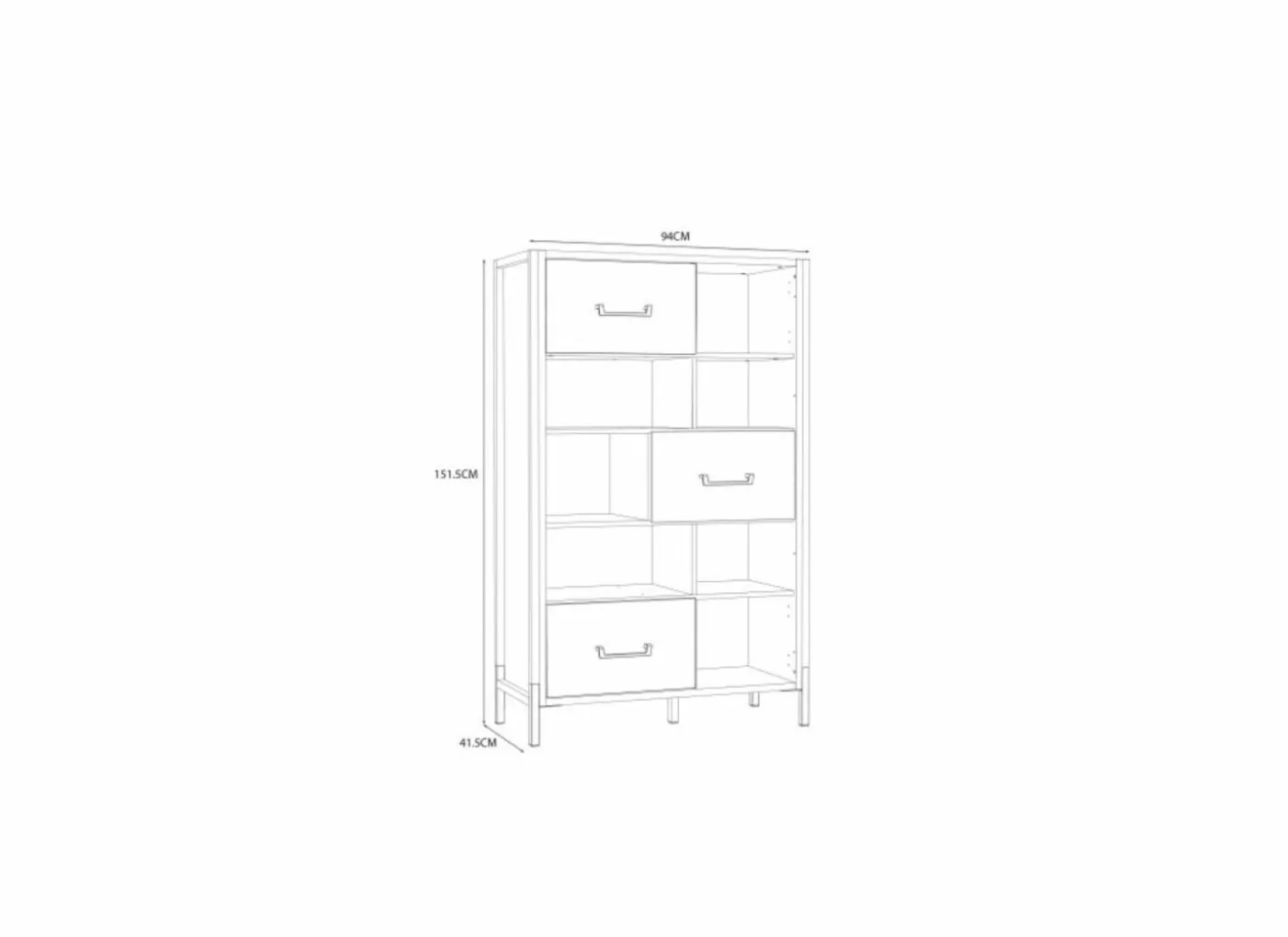 Boekenkast Oriental Tree 94,1x41,5x151,5cm - decor - bartex eik
