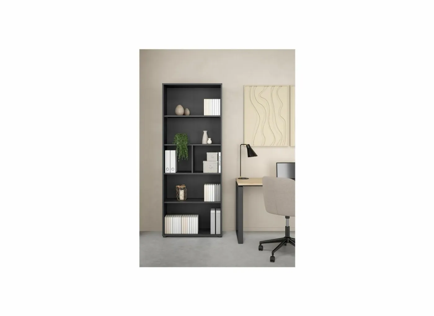 Boekenkast Sign 80x35x205cm - decor - mat grijs