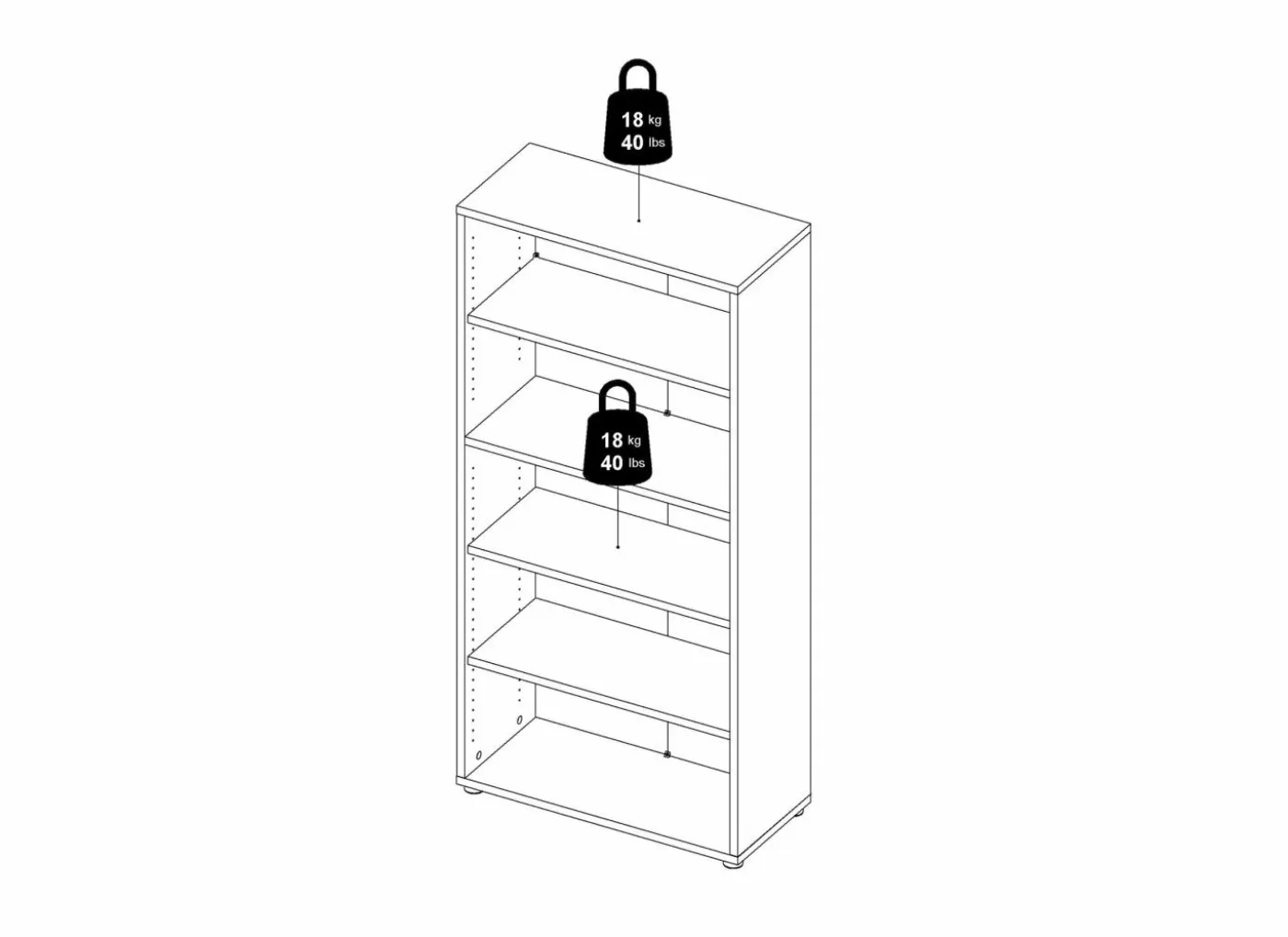 Boekenrek Prima 89x40x186cm - decor - eik