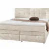 Boxspring Amy 180x200cm - stof - ecru met opbergruimte
