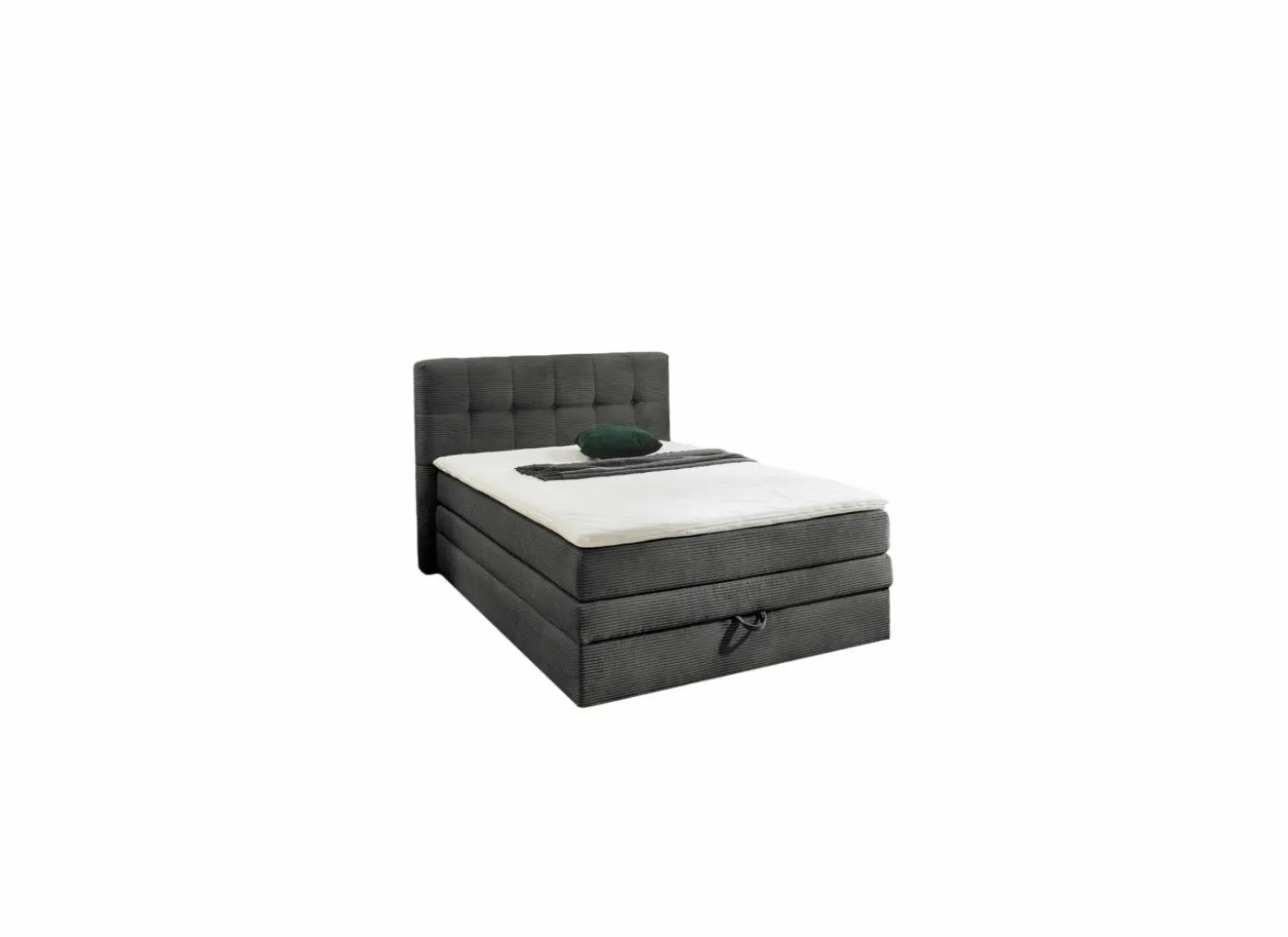 Boxspring Amy 140x200cm - stof - donkergrijs met opbergruimte