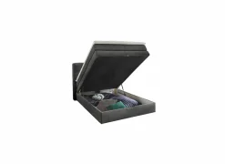 Boxspring Amy 140x200cm - stof - donkergrijs met opbergruimte