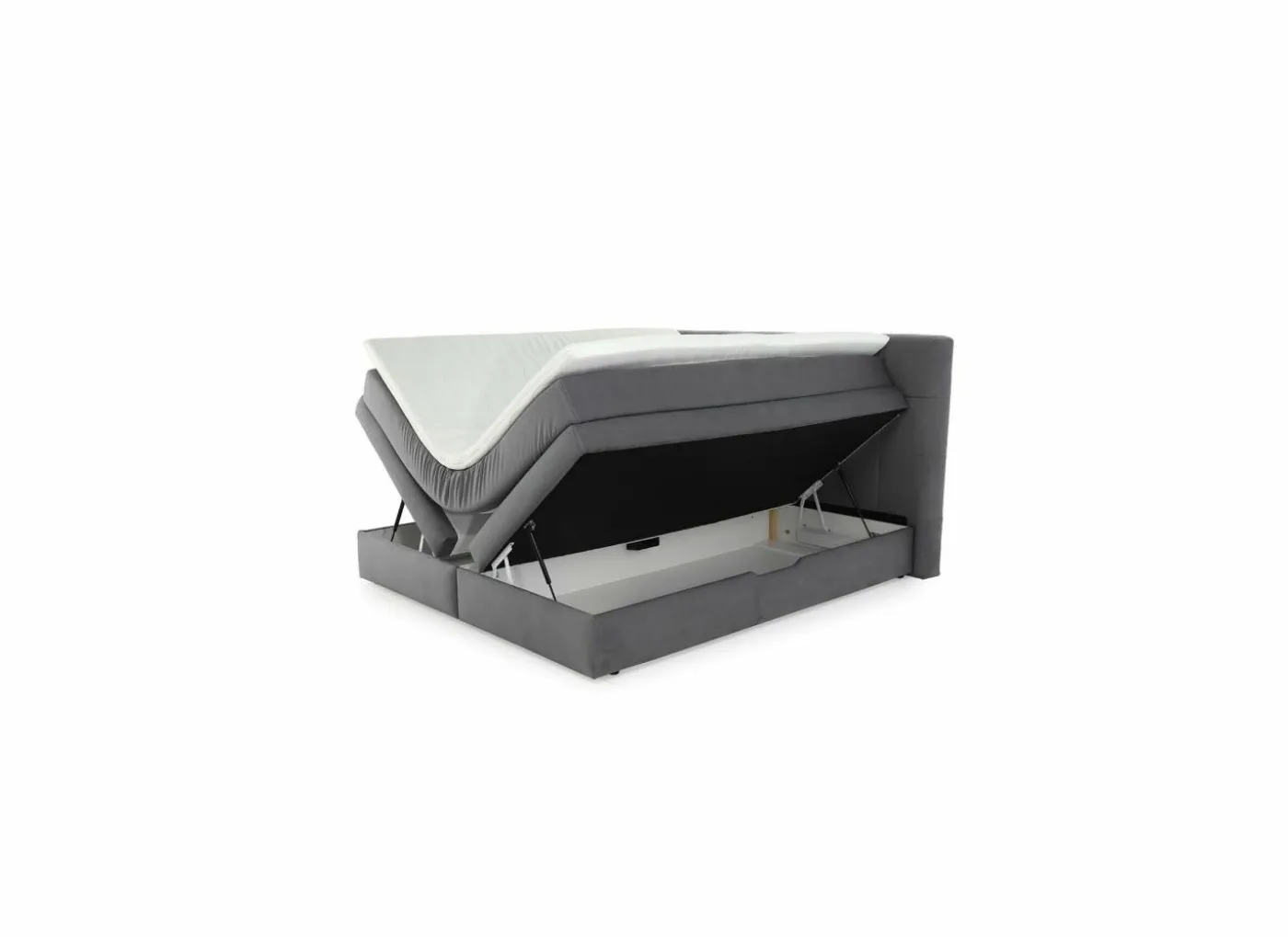 Boxspring Amy 180x200cm - stof - grijs met opbergruimte