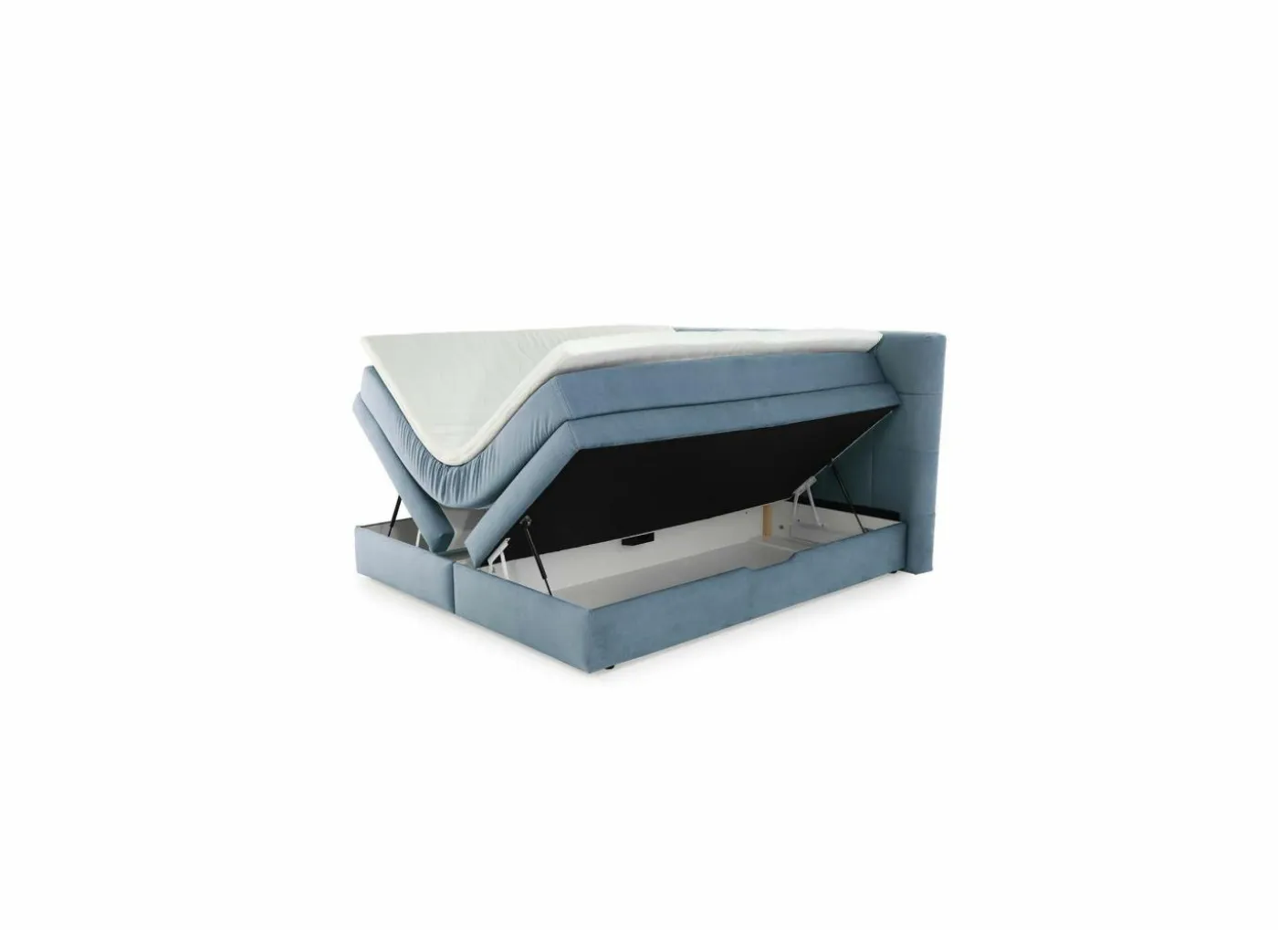 Boxspring Amy 180x200cm - stof - blauw met opbergruimte