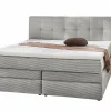 Boxspring Amy 180x200cm - stof - lichtgrijs met opbergruimte
