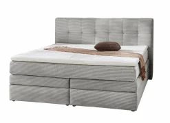 Boxspring Amy 180x200cm - stof - lichtgrijs met opbergruimte