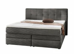 Boxspring Amy 180x200cm - stof - donkergrijs met opbergruimte