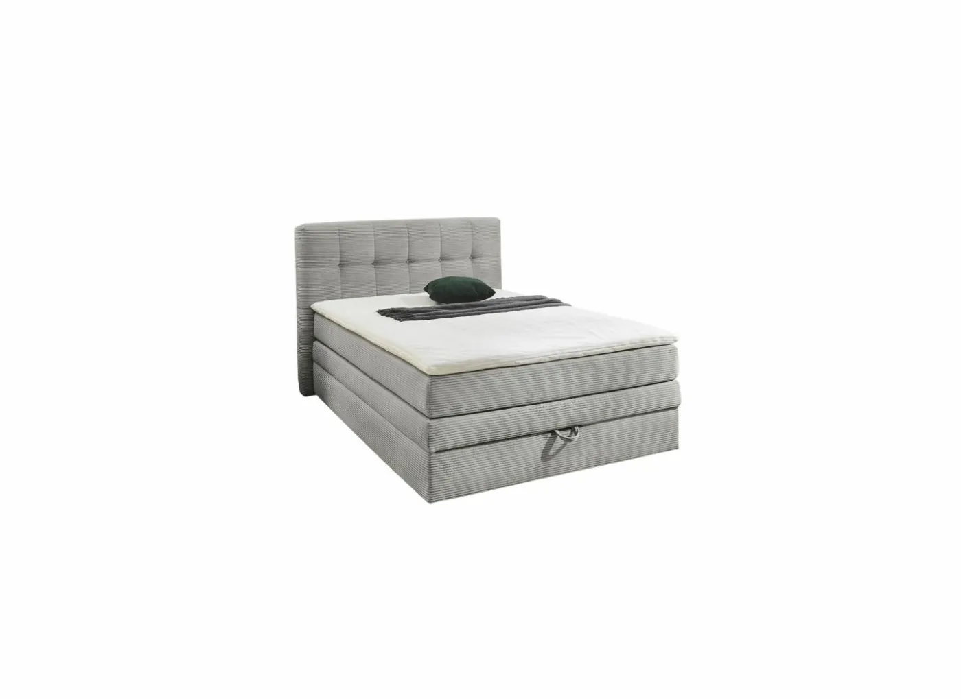 Boxspring Amy 140x200cm - stof - lichtgrijs met opbergruimte