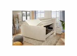 Boxspring Belair Max 180x200cm - stof - beige met tv-lift en opbergruimte