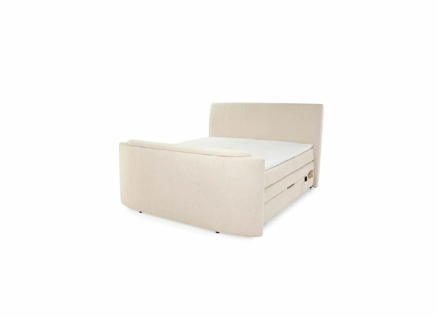 Boxspring Belair Normal 180x200cm - stof - ecru met tv-lift en opbergruimte