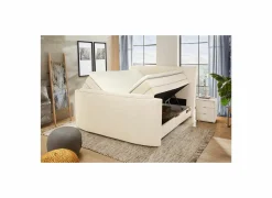 Boxspring Belair Normal 180x200cm - stof - ecru met tv-lift en opbergruimte