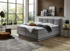 Boxspring BX2110 Portage 160x200cm - stof - lichtgrijs met opbergruimte