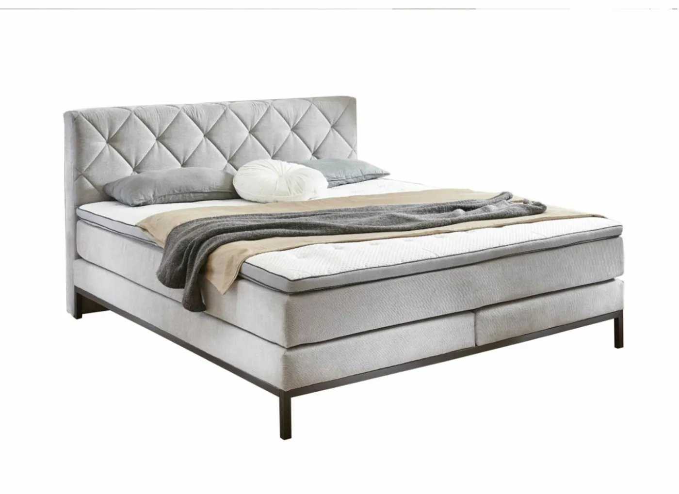 Boxspring BX2180 Rockaway 160x200cm - stof - grijs