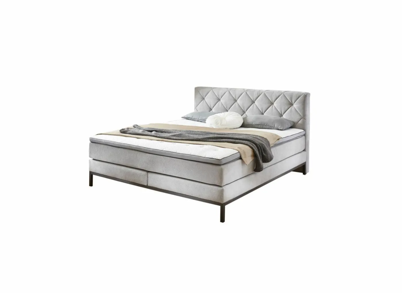 Boxspring BX2180 Rockaway 160x200cm - stof - grijs