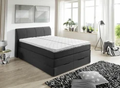 Boxspring BX1440  200x200cm - stof - antraciet met opbergruimte