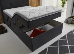 Boxspring BX1880 100x200cm - stof - grijs met opbergruimte