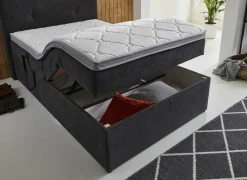 Boxspring BX1880 120x200cm - stof - grijs met opbergruimte