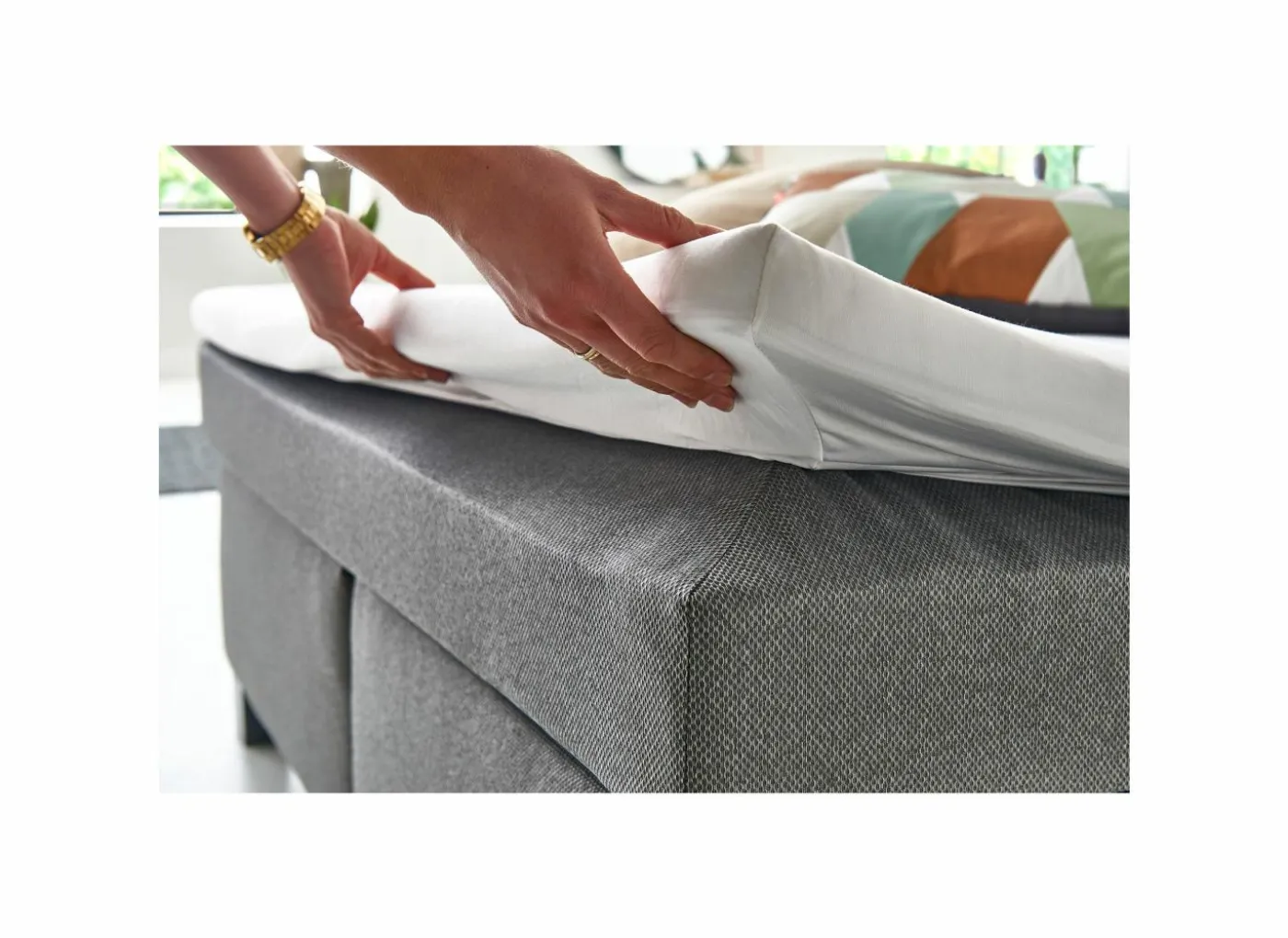 Boxspring BX1480 140x200cm - stof - grijs