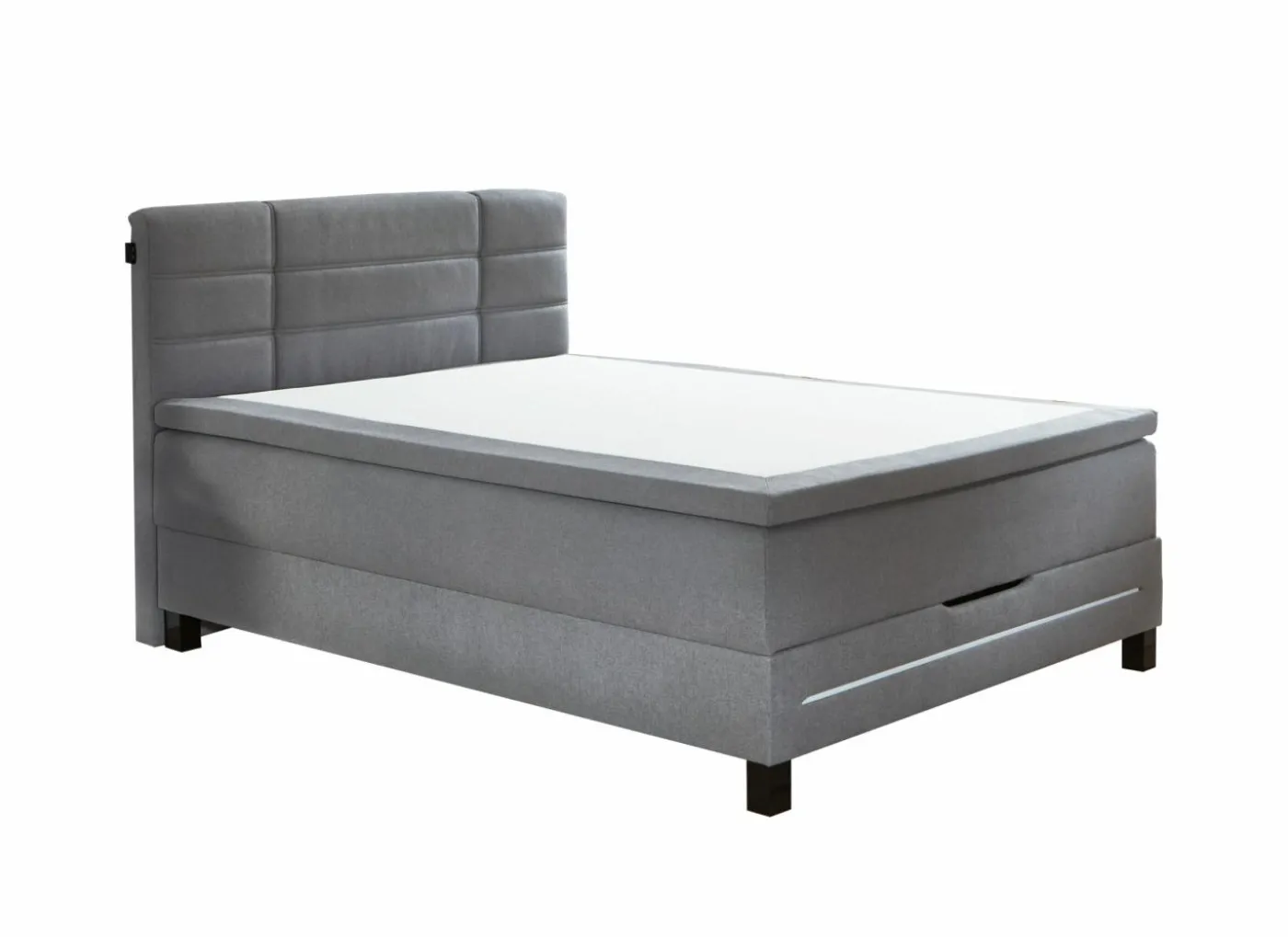 Boxspring BX2260 140x200cm - stof - lichtgrijs met opbergruimte