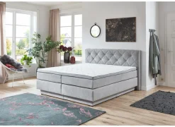 Boxspring BX2060 180x200cm - stof - lichtgrijs met opbergruimte