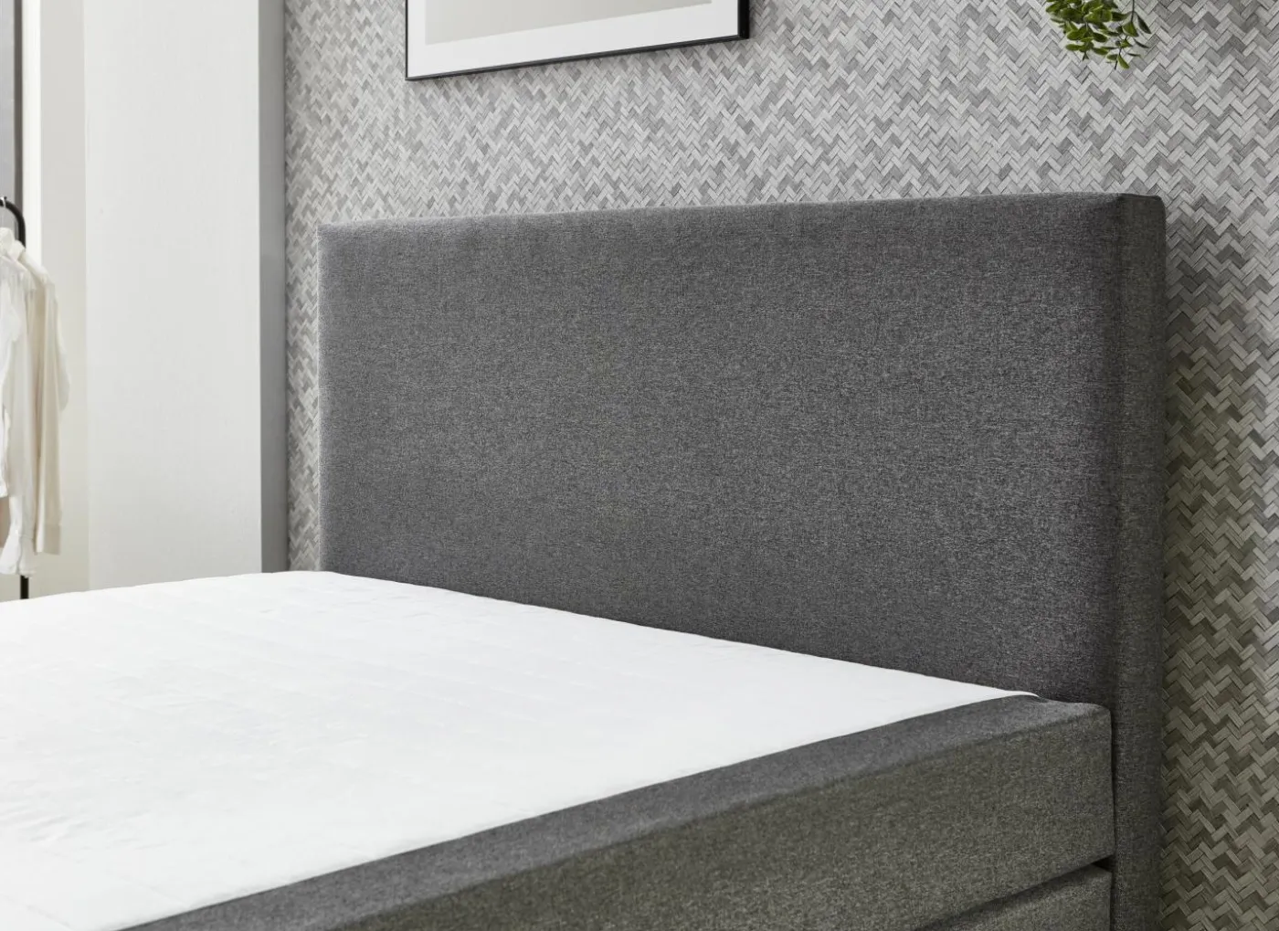 Boxspring BX890 120x200cm - stof - middengrijs