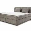 Boxspring Caren Max 180x200cm - stof - taupe met opbergruimte