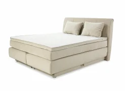 Boxspring Caren Max 180x200cm - stof - ecru met opbergruimte