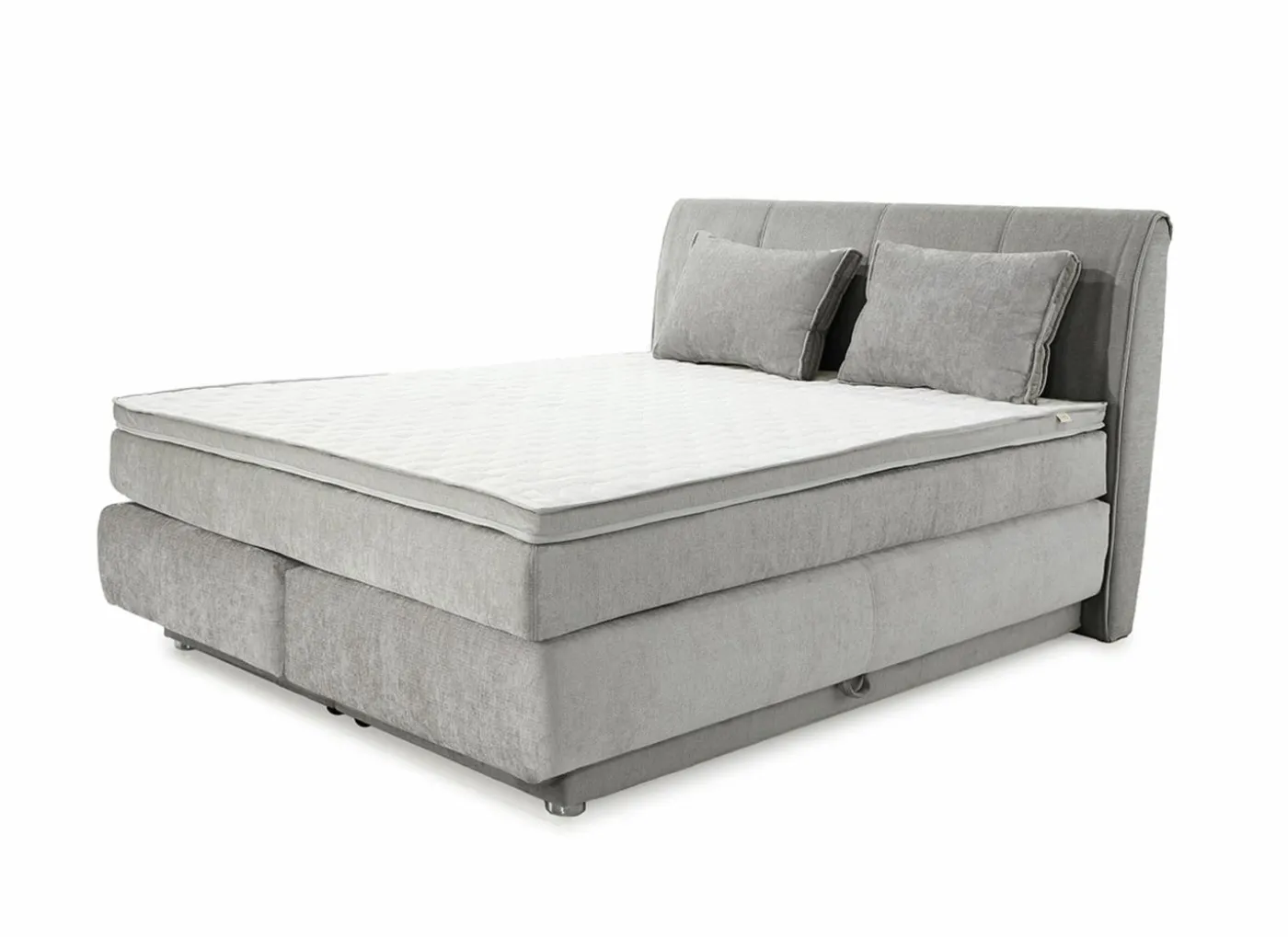 Boxspring Caren Max 160x200cm - stof - grijs met opbergruimte