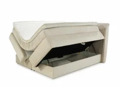Boxspring Caren Normal 160x200cm - stof - ecru met opbergruimte