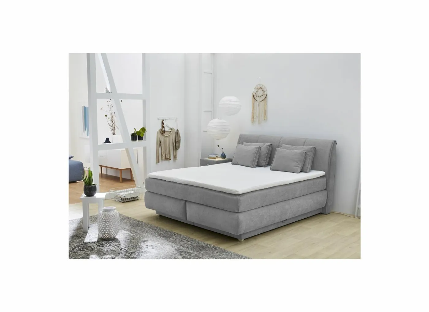 Boxspring Carla Max 180x200cm - stof - micro grijs met opbergruimte