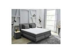 Boxspring Carla Max 180x200cm - stof - donkergrijs met opbergruimte