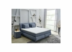 Boxspring Carla Max 160x200cm - stof - blauw met opbergruimte