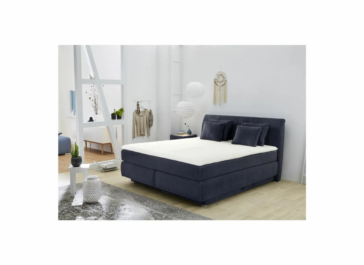 Boxspring Carla Mix 180x200cm - stof - micro blauw met opbergruimte