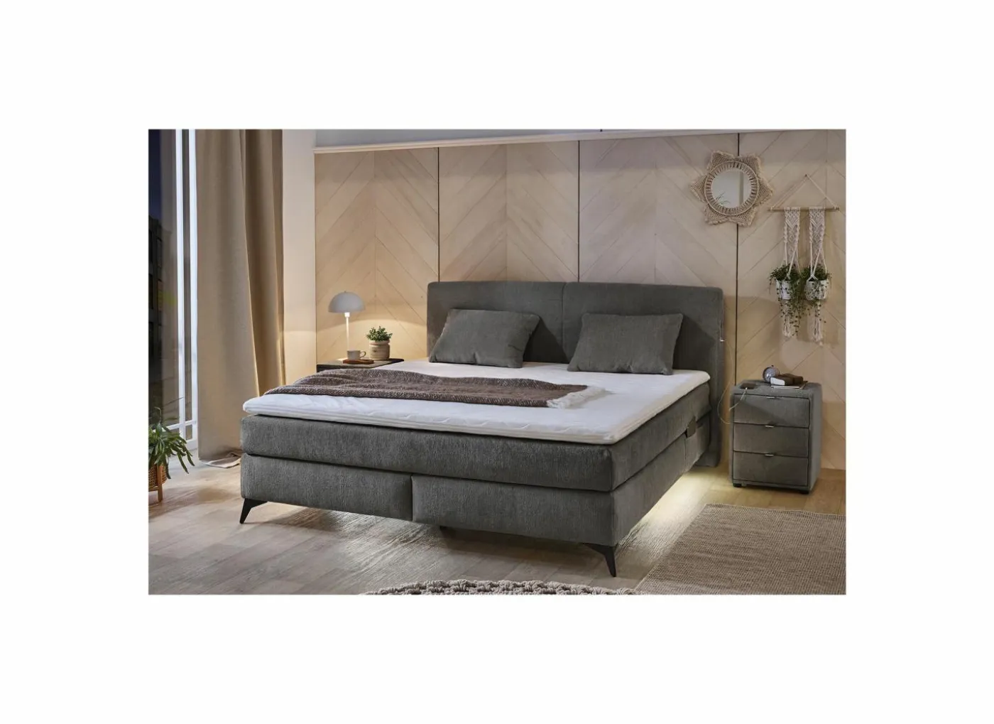 Boxspring Kira Mix 160x200cm - stof - donkergrijs