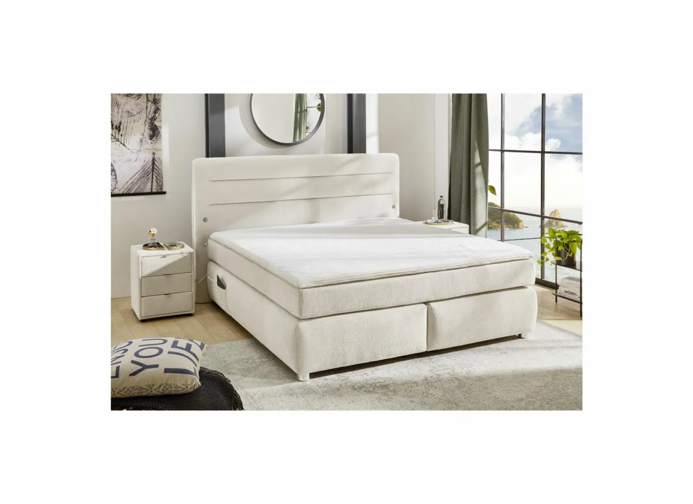 Boxspring Livia Mix 180x200cm - stof - greige