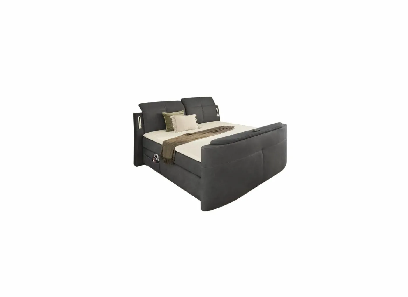 Boxspring Moviestar Mix 180x200cm - stof - donkergrijs met tv-lift